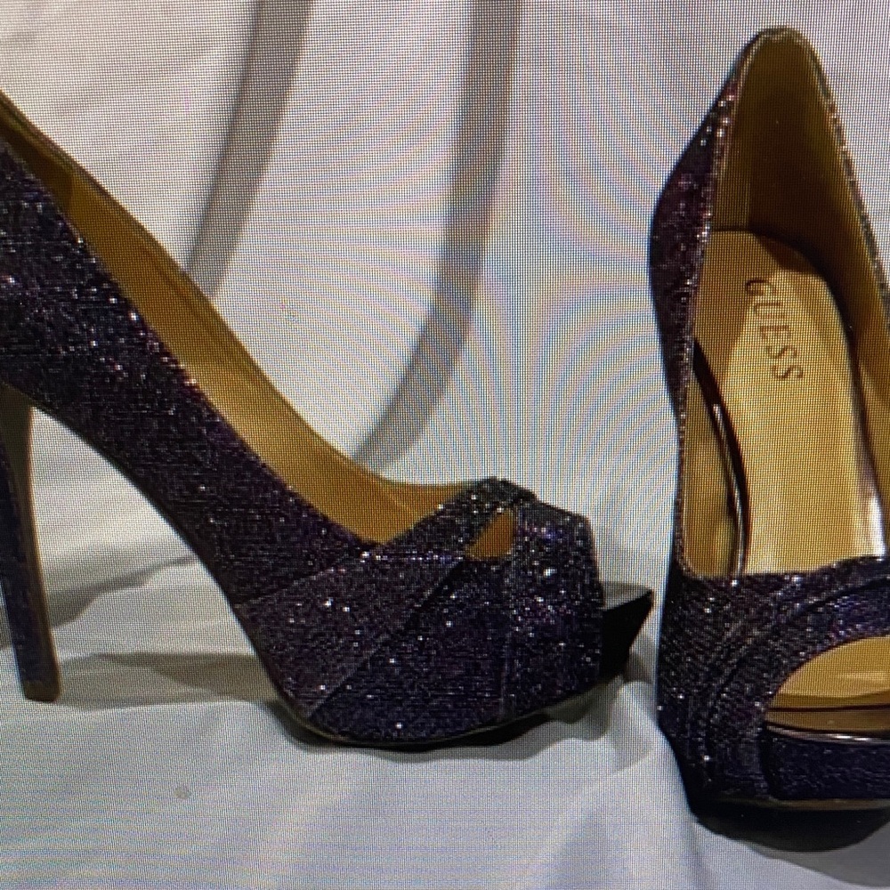 AGL Women's Purple Glitter Heels